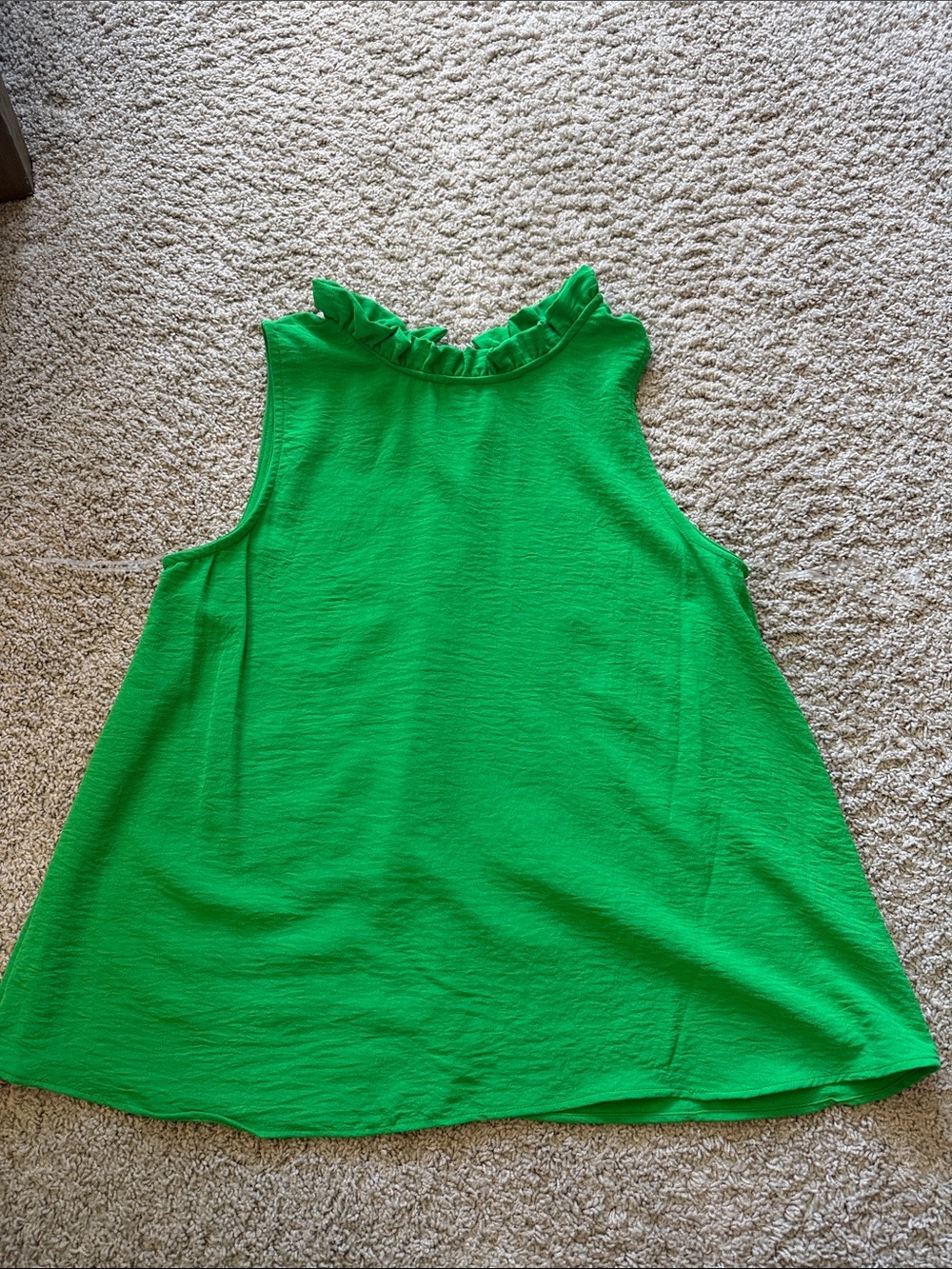 Women’s Sleeveless Ruffle Neck Tank Top - Green